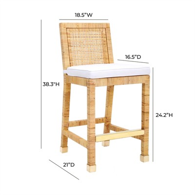 Amara Beige Rattan Counter Stool with White Cushion
