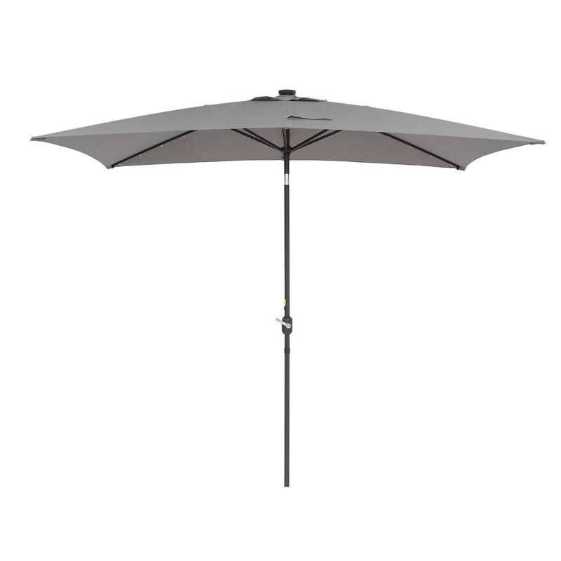 10&#39; x 6.5&#39; Solar LED Patio Umbrella with Tilt and Crank Lift Gray - Wellfor, 1 of 15