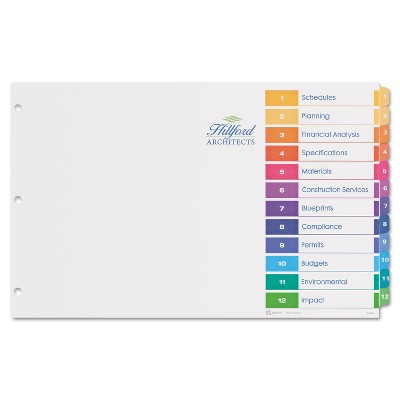 Avery Ready Index Customizable Table of Contents Multicolor Dividers 12-Tab 11 x 17 11149