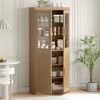 Wooakway 72"H Kitchen Pantry Cabinet with Glass Door and Rattan Door, Storage Shelves, Black - 3 of 4