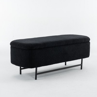 GlasFlength Ottomans and Benches Practical Long Stool Footstool Convenient for Storing Items Bench Soft for Living Room, Black, 42.5"*17.3"*11.8"
