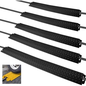 Small 1-Channel Cable Protector for Safety with Durable Design, Black, 5-Pack - 1 of 4