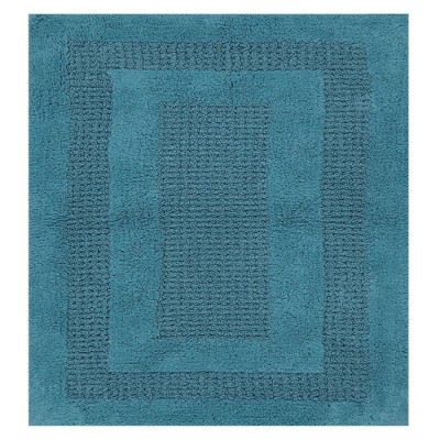 Racetrack Non-Slip Cotton Bath Rug 20" x 30" Aqua by Perthshire Platinum Collection