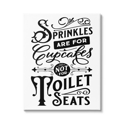 Stupell Industries Funny Bathroom Toilet Seat Canvas Wall Art