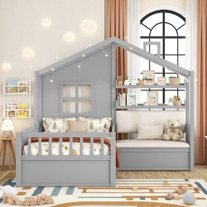 Polibi Twin House Bed with Sofa and 2 Drawers - 1 of 4