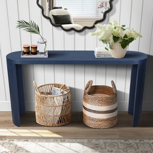 GlasFlength Console Tables with Curved Legs, ModernLuxe, Simplicity Rectangle Console Table, for Living Room, Blue, 60"*15"*32" - 1 of 4