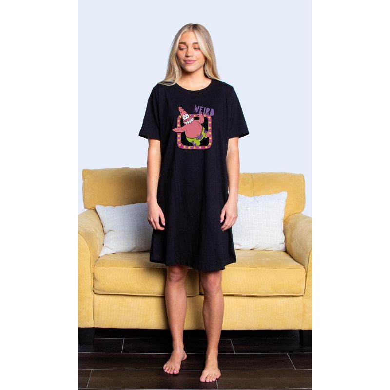 SpongeBob SquarePants Women's Patrick Star Weird Pajama Dorm Sleep Shirt Nightgown Black, 3 of 5