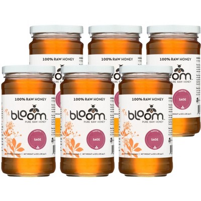 BLOOM PURE RAW HONEY 100% Raw Sage Honey - Case of 6/16 oz