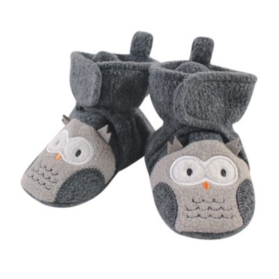 Hudson Baby Baby and Toddler Cozy Fleece Booties, Gray Owl, 0-6 Months
