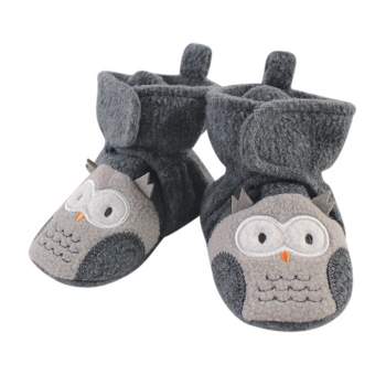 Hudson Baby Baby and Toddler Cozy Fleece Booties, Gray Owl