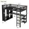 Twin XL Metal Loft Bed with Built-in Wardrobe, Desk and Storage Shelves - 3 of 4