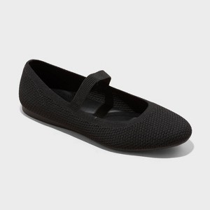 Women's Shiloh Knit Mary Jane Ballet Flats - A New Day™ Black - 1 of 4