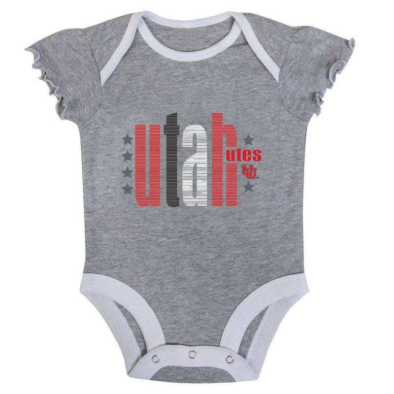 NCAA Utah Utes Infant Logo Girls&#39; 3pk Bodysuit Set - 6-9M, 3 of 5