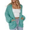 Women's Sweater Knit Cardigan with Pockets - Open Front Cable Knit Chunky Thick Sweater for Comfy Winter Knitwear,Lake Green - M - 3 of 4