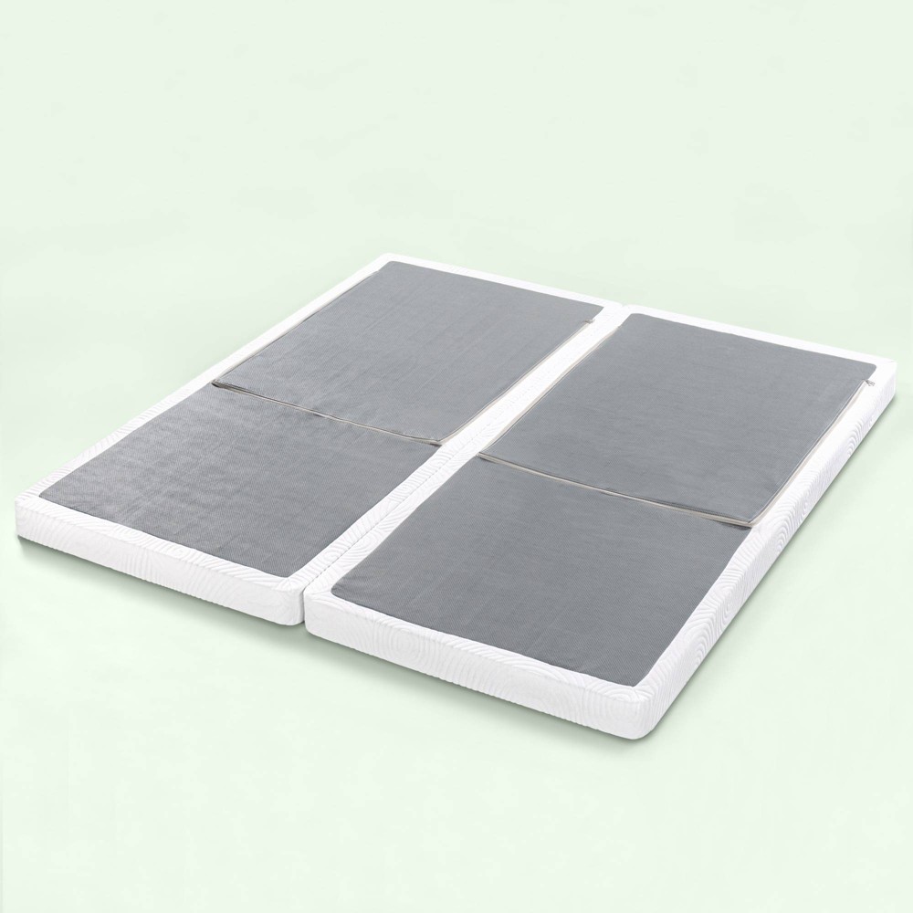 Split King 4'' No Assembly Metal Box Spring - Zinus: 5-Year Warranty, Polypropylene Cover, 79x75.5 Size