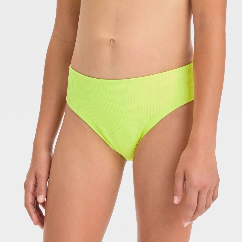 Girls' 'Ride the Wave' Ribbed Bikini Swim Bottom - art class™ Lime Green, 1 of 5