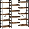 Bookshelf, Triple 5 Tier Shelf, Display Book Shelf, Wide Bookcase, Rustic Wooden Shelving Unit, for Your Bedroom, Living Room, Home & Office Shelving - 2 of 4