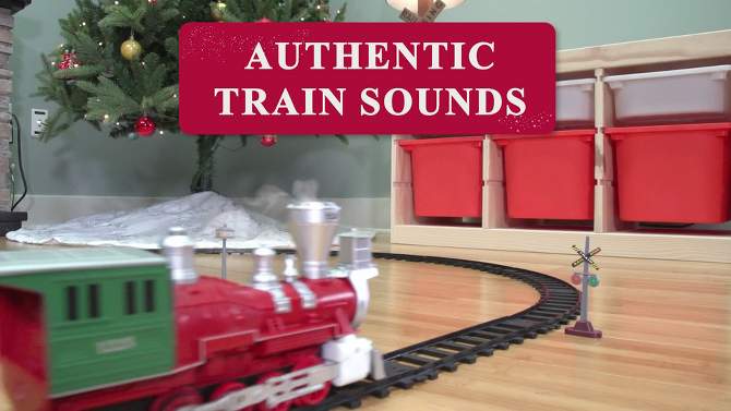 Lionel Trains Set North Pole Express Holiday Train 29 Piece Set with Water Vapor Smoke Effect, Working Headlight, Horn and Bell Sounds, 2 of 9, play video