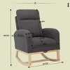 Modern Accent Rocking Recliner Armchair With Wood Legs,Teddy Fabric High Backrest Nursery Rocking Chair With Side Pocket And Leg Rest-Cuddlewood - 4 of 4