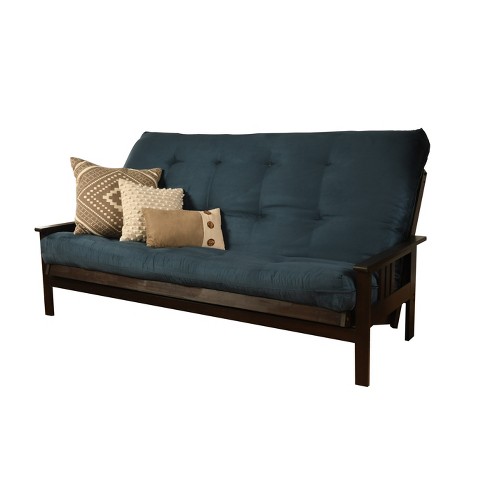 Queen Chicago Frame And Coil Mattress Espresso/navy Suede - Dual ...