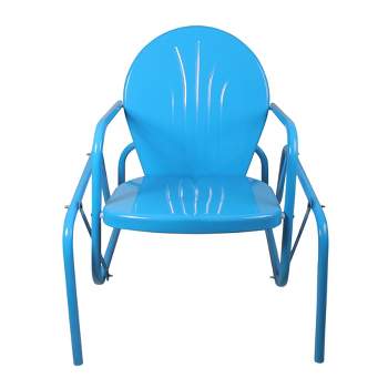 Northlight Outdoor Retro Metal Tulip Glider Patio Chair, Sky Blue