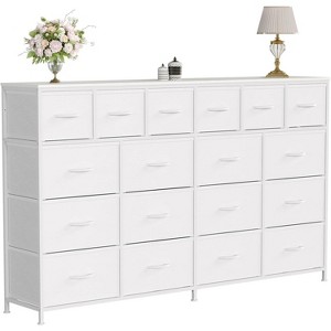 63" Wide Heavy-Duty Dresser,18 Fabric Drawers w/ Charging Station, Steel Frame & Wood Top for Bedroom Storage - 1 of 4
