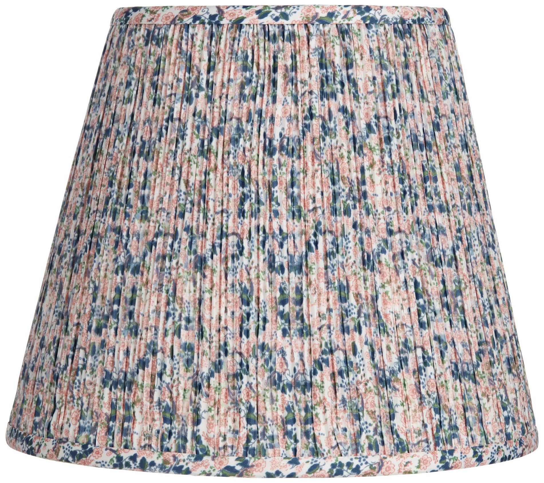 Springcrest Collection Hardback Shirred Empire Lamp Shade Pink Blue Floral Medium 8" Top x 13" Bottom x 11" Slant Spider with Harp and Finial Fitting