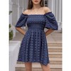EXLURA Women's Summer Casual Square Neck Dresses Ruffle Short Sleeve Swiss Dot Flowy Mini Dress - 3 of 4