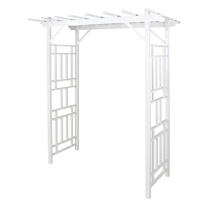Dura-Trel Wellington Arbor, 72 by 85 Inch PVC Patio Garden Arch, Outdoor Backdrop Frame Decoration or Trellis for Climbing Plants, White - 1 of 4