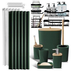 Bathroom Accessories Set with Shower Caddy and Bath Rugs - 27PC Bathroom Accessory Set with Shower Caddies & Bath Rugs, Shower Curtain Set - 1 of 4