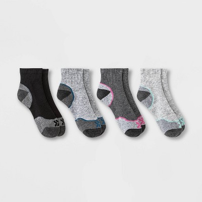 Women's Midweight Cushioned Wool Blend Trekker 4pk Ankle Socks - All in Motion™ Heather Gray/Charcoal/Black 4-10