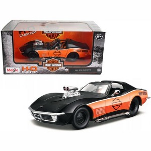 1970 Chevrolet Corvette Harley Davidson Black/Orange 1/24 Diecast Model Car by Maisto - 1 of 3