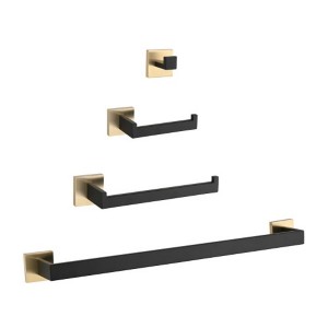 Stylish Brushed Nickel 4-Piece Bathroom Hardware Set with Towel Bar, Robe Hook, and Toilet Paper Holder - 1 of 4