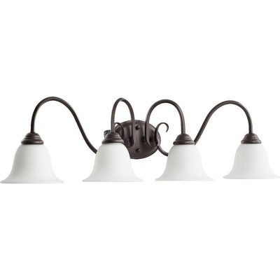 Quorum Lighting Spencer 4-Light Oiled Bronze Glass Shade Ceiling Fan