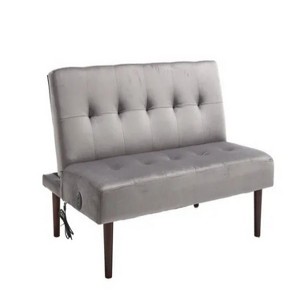 45.28'' Foldable Fashion Sofa Bed High End Flannel Fabric Back Adjustable Sofa Recliner Futon Gray - 1 of 4