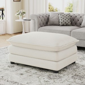 Airsurfer Large Cream Ottoman Plush Cream Ottoman Living Room Furniture for Relaxation and Style - 1 of 4