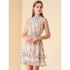 Allegra K Women's Regular Fit Floral A-line Smocked Waist Tiered Ruffled Chiffon Mini Dress - 4 of 4