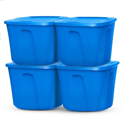 HOMZ Stackable and Nestable Heavy Duty Plastic Storage Container with 4 Way Handles