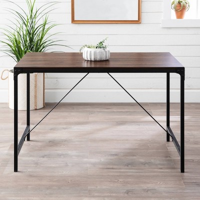 Angle Iron Rustic Mixed Material Table, Madeline Angle Iron And Wood Dining Table
