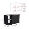 NicBex 2 Open Shelves Kitchen Island Cart with 2 Cabinets,Kitchen Island with Storage,Modern Kitchen Table,Island Table for Kitchen,Black+Ivory - 3 of 4