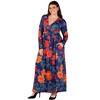 24seven Comfort Apparel Plus Size Navy Floral Print Long Sleeve Side Slit Maxi Dress - image 2 of 3