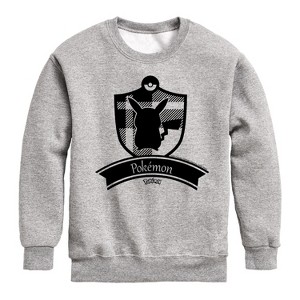 Boys' - Pokémon - Plaid Badge -Youth Crewneck Fleece Sweatshirt Graphic Long Sleeve Fleece Sweatshirt - 1 of 4