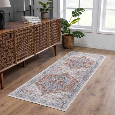 Hauteloom Akram Gray & Orange Washable Area Rug