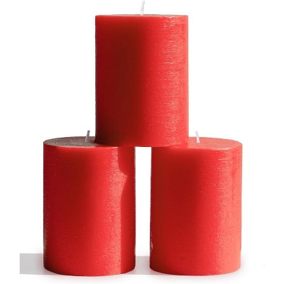 3x4 inch Pillar Candles Set of 3 ¨C Unscented Dripless Rustic Candles for Decor, Centerpieces, Weddings