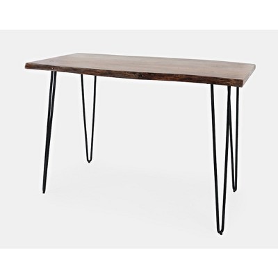 Chestnut Live Edge Wood Counter Height Dining Table with Hairpin Legs