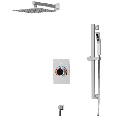 10" Brushed Nickel Adjustable Rainfall Shower System with Handheld