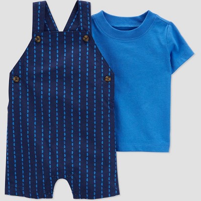 Image of Carter's Just One You® Baby Boys' Striped Undershirt & Bottom Set - Blue Newborn