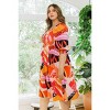 Slickblue Plus Size Coral Multi Floral Print Square Neck Midi Dress with Smocked Bodice and 3/4 Puff Sleeves, Size 1XL-3XL - 4 of 4