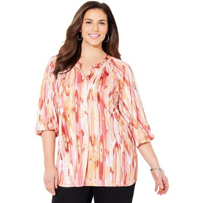Catherines Women's Plus Size Soft Bliss Buttonfront Knit Blouse