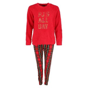 em & alfie Women's PJ All Day Plaid Crewneck Pajama Set - 1 of 4